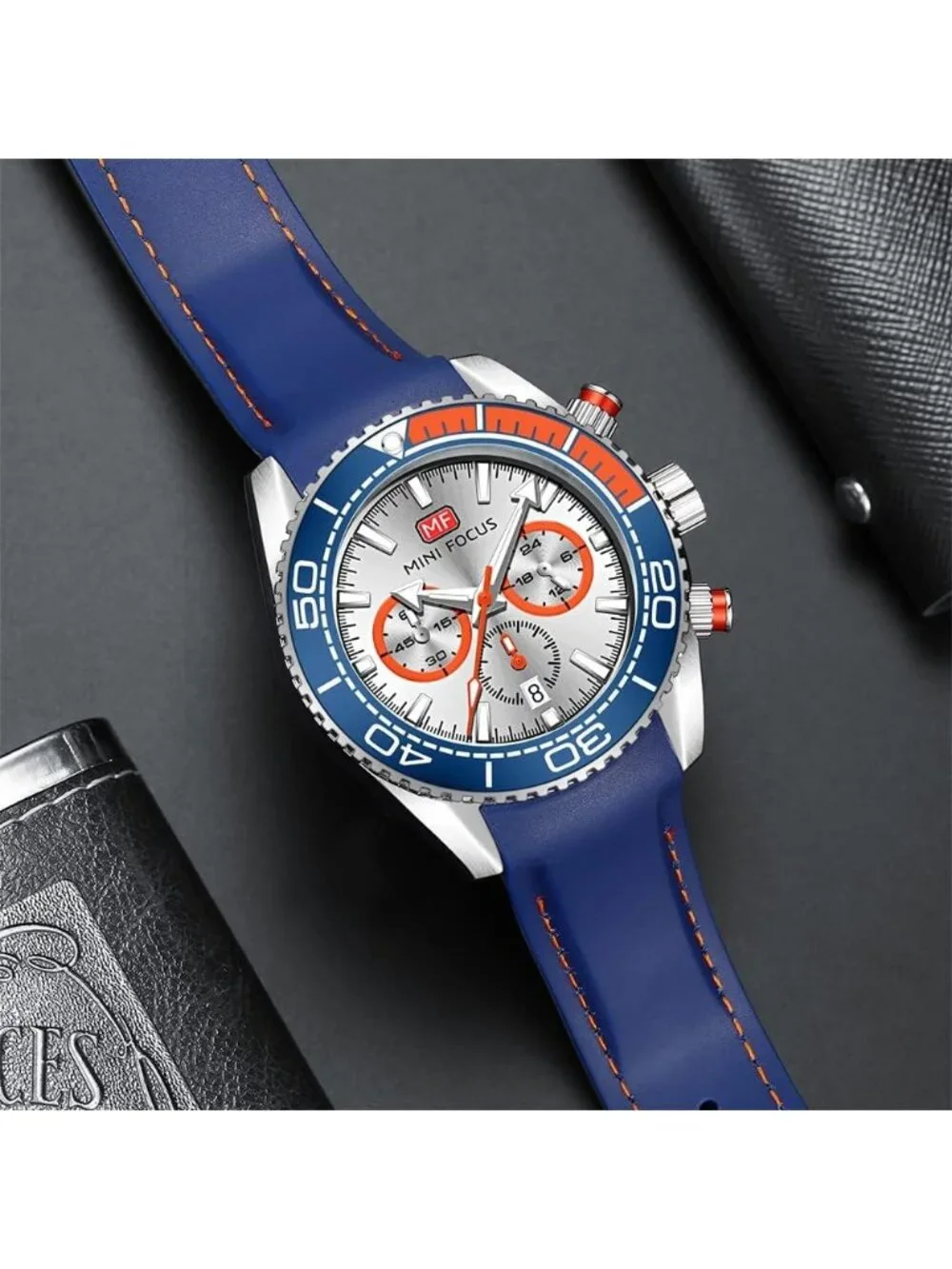 Men's Blue And Silver Analog Waterproof Chronograph Classic Stylish Casual Watch